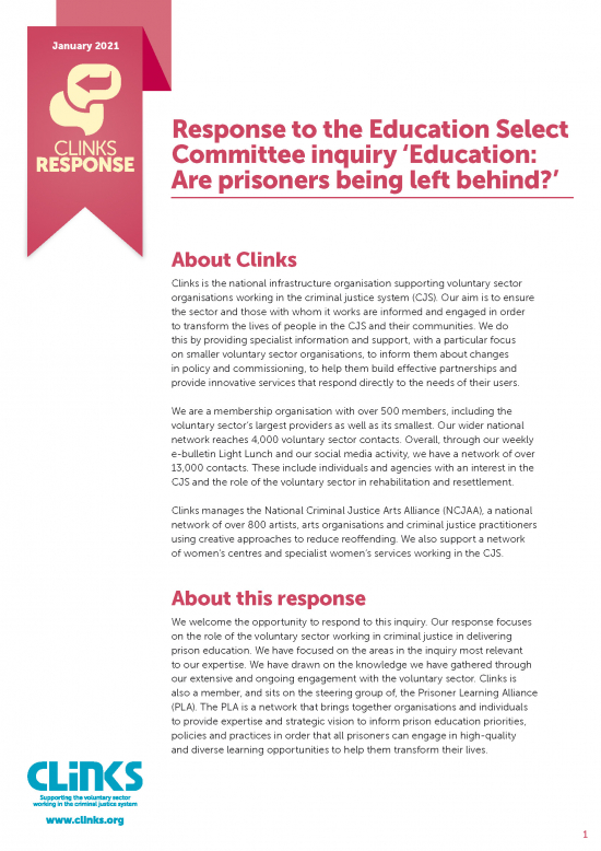 Response to the Education Select Committee inquiry 'Education Are